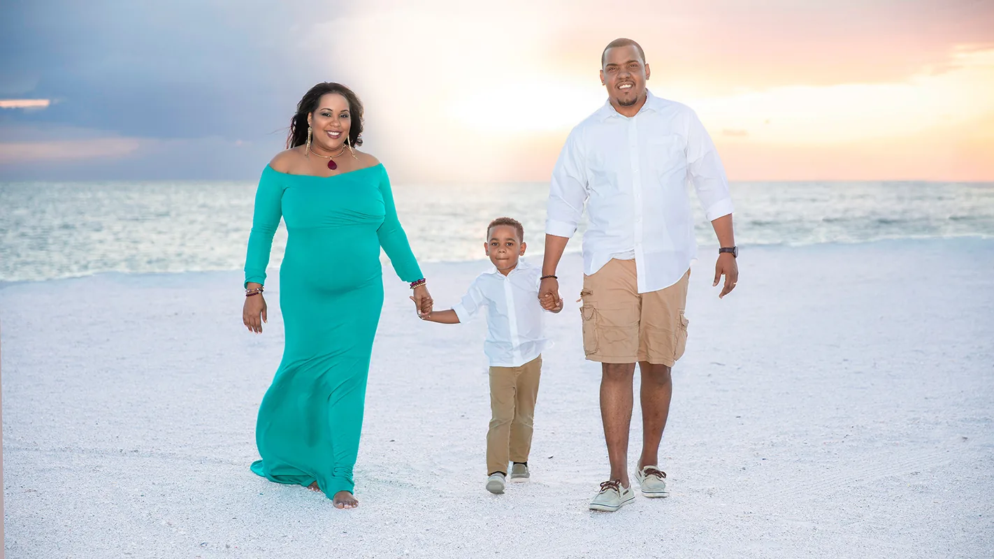 Clearwater family maternity beach session at sunset