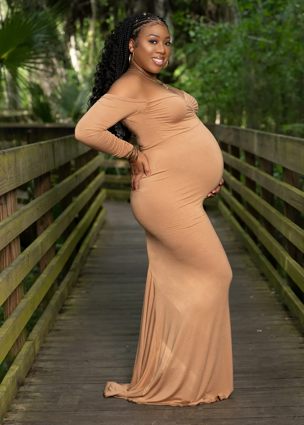 Lettuce Lake Park maternity session Tampa on the boardwalk